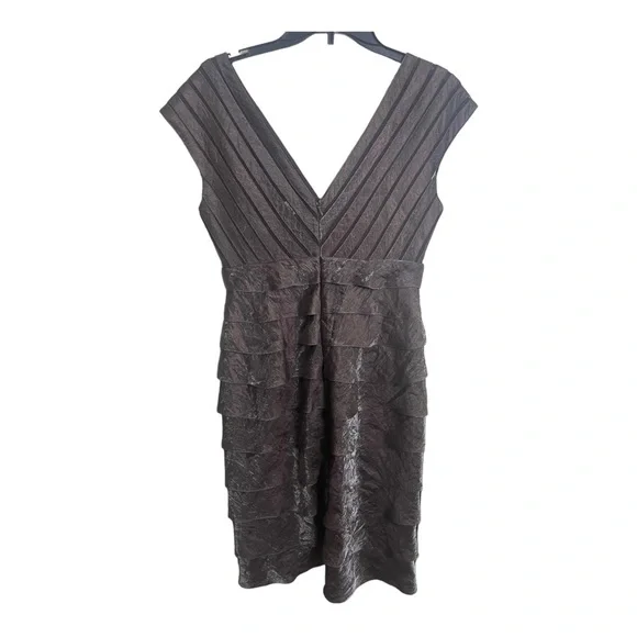 Adrianna Papell | Dresses | Adrianna Papell Shutter Pleat V Neck Ruffle  Dress Size 8 | Poshmark